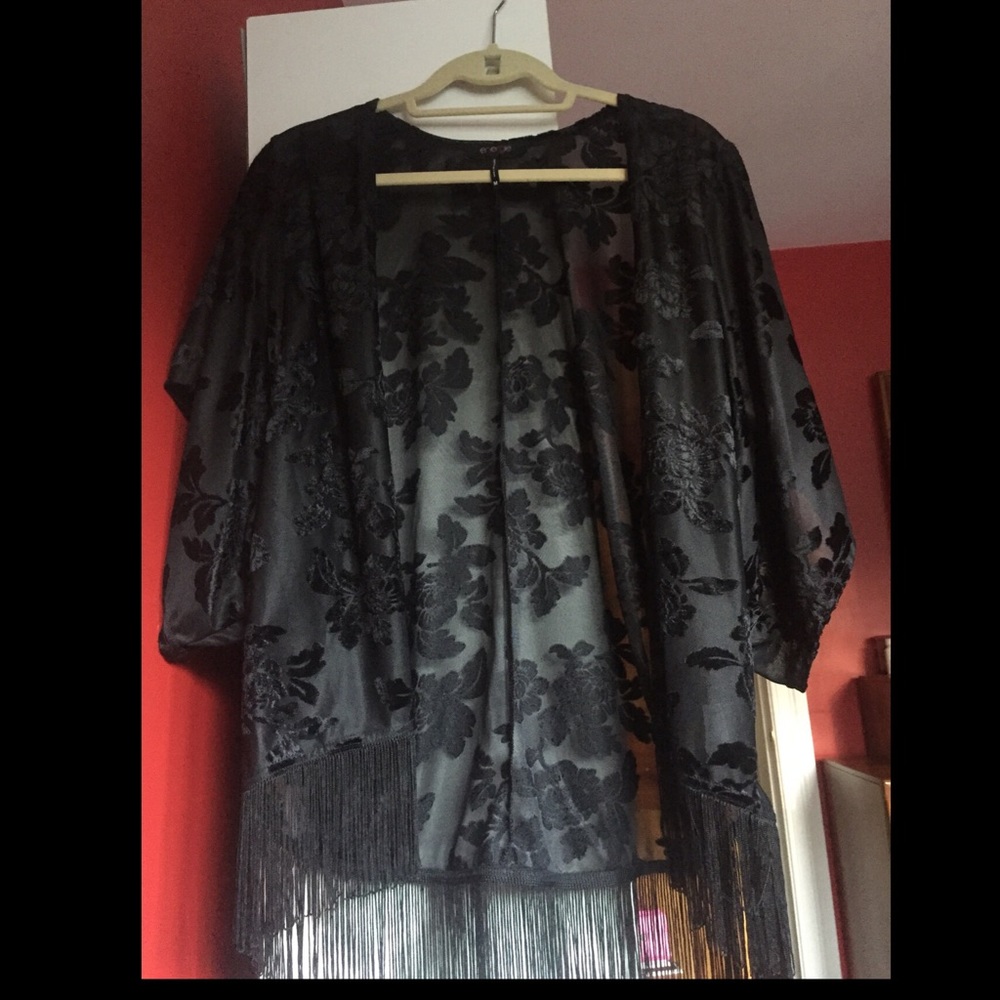 Black velvet rose cardigan never worn